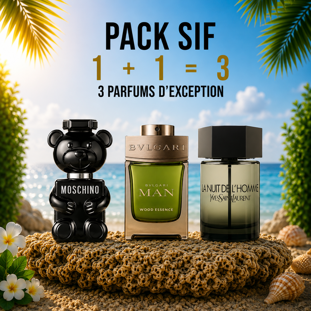 Moschino Toy boy 90ml + Bvlgari wood essence 100ml + La nuit de l’homme 100ml Gratuite
