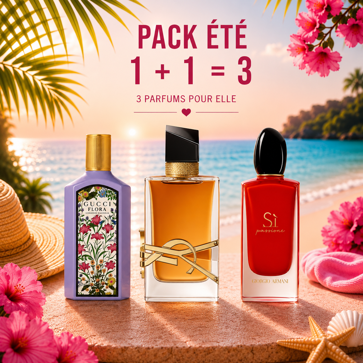 Gucci flora magnolia 100ml + Ysl libre 100ml + Si passione 100ml Gratuite