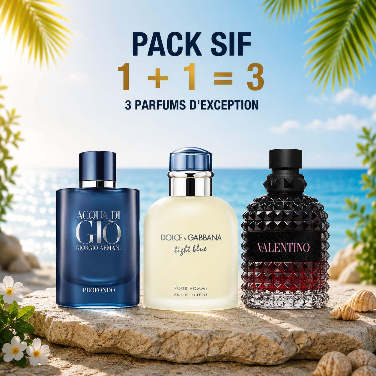 Acqua di giò profondo 100ml + Light blue 200ml + born in roma intense 200ml Gratuite