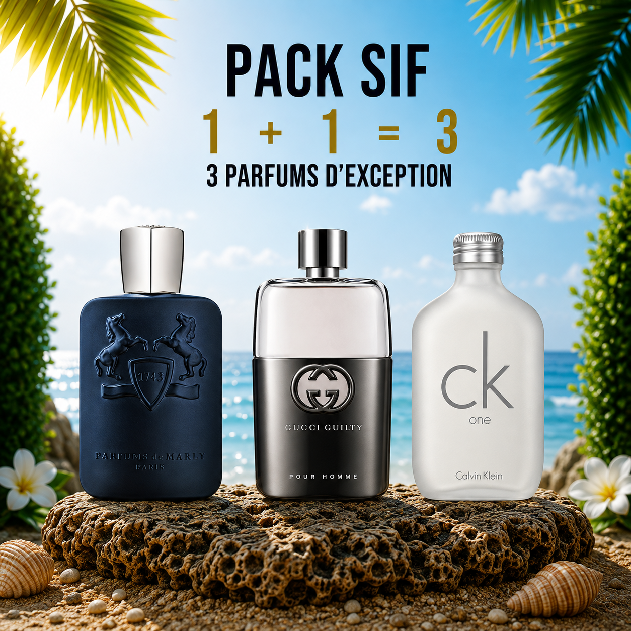 Pdm Layton 125ml + Gucci guilty 100ml + Ck One 100ml Gratuite