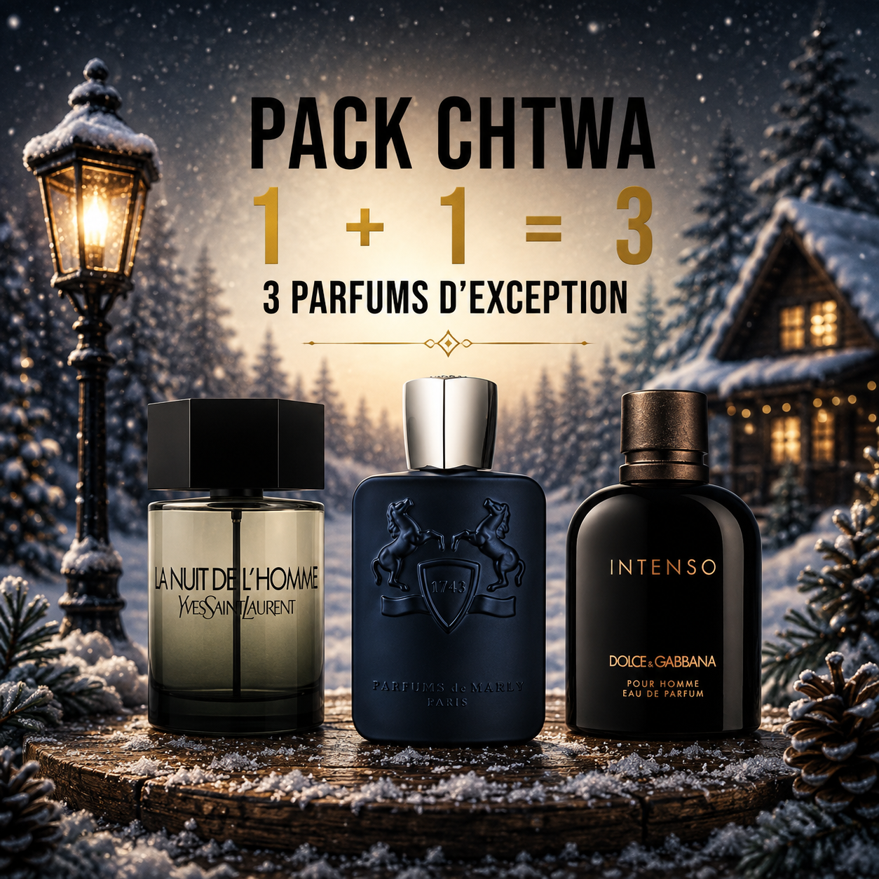 La nuit de l’homme 100ml + Pdm layton 125ml + D&G intenso 100ml Gratuite