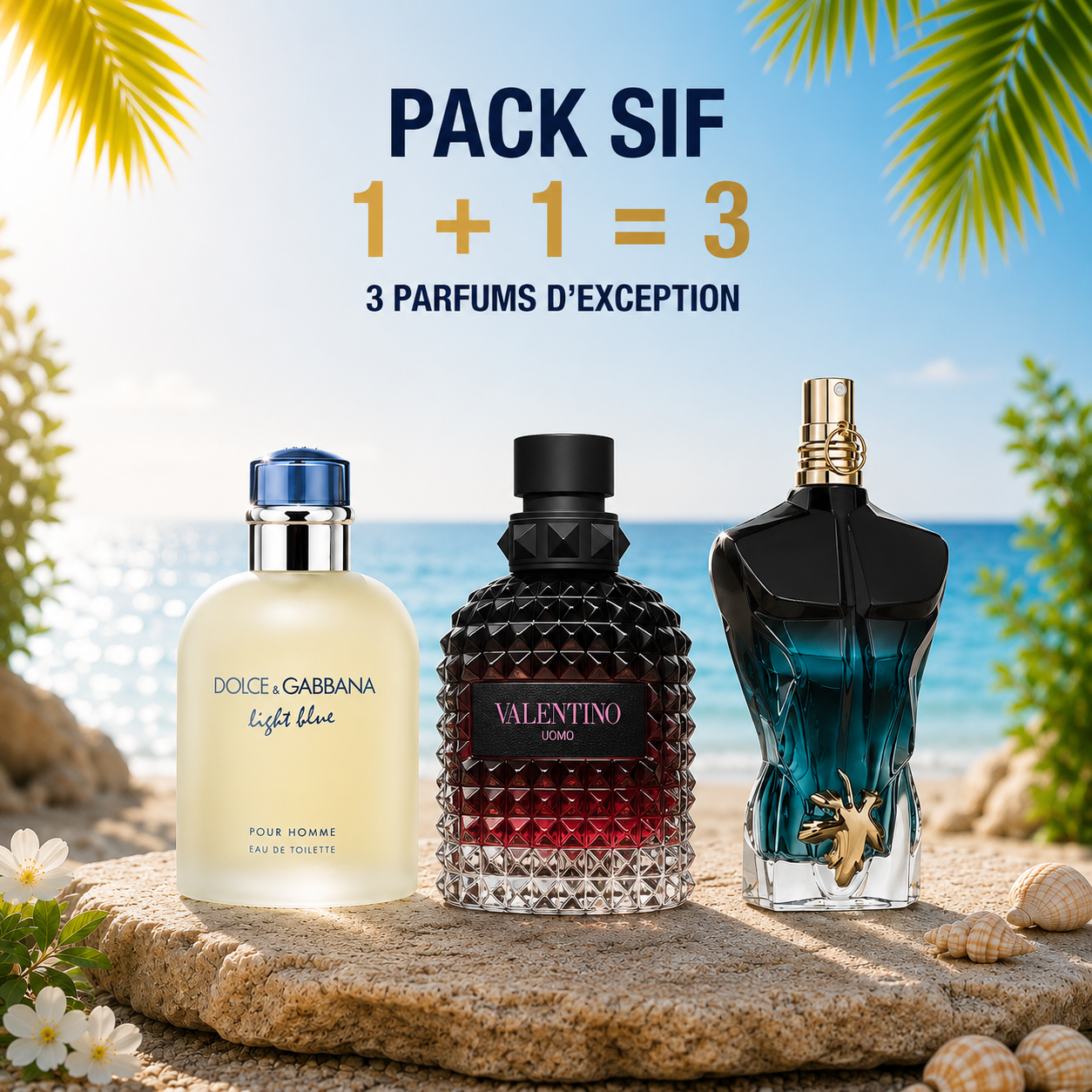 Light blue 200ml + Born in roma intense 200ml + Le beau 125ml Gratuite