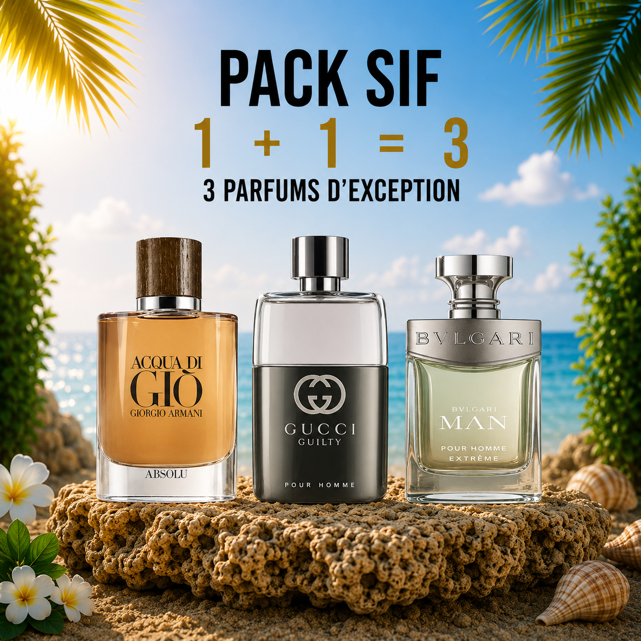 Acqua di giò Absolu 100ml + Gucci guilty 100ml + bvlgari extreme 100ml Gratuite