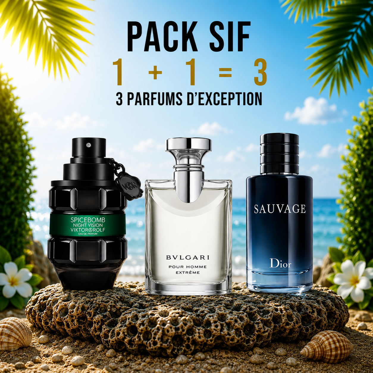 Spicebomb night vision 100ml + Bvlgari Extréme 100ml + Sauvage 100ml Gratuite