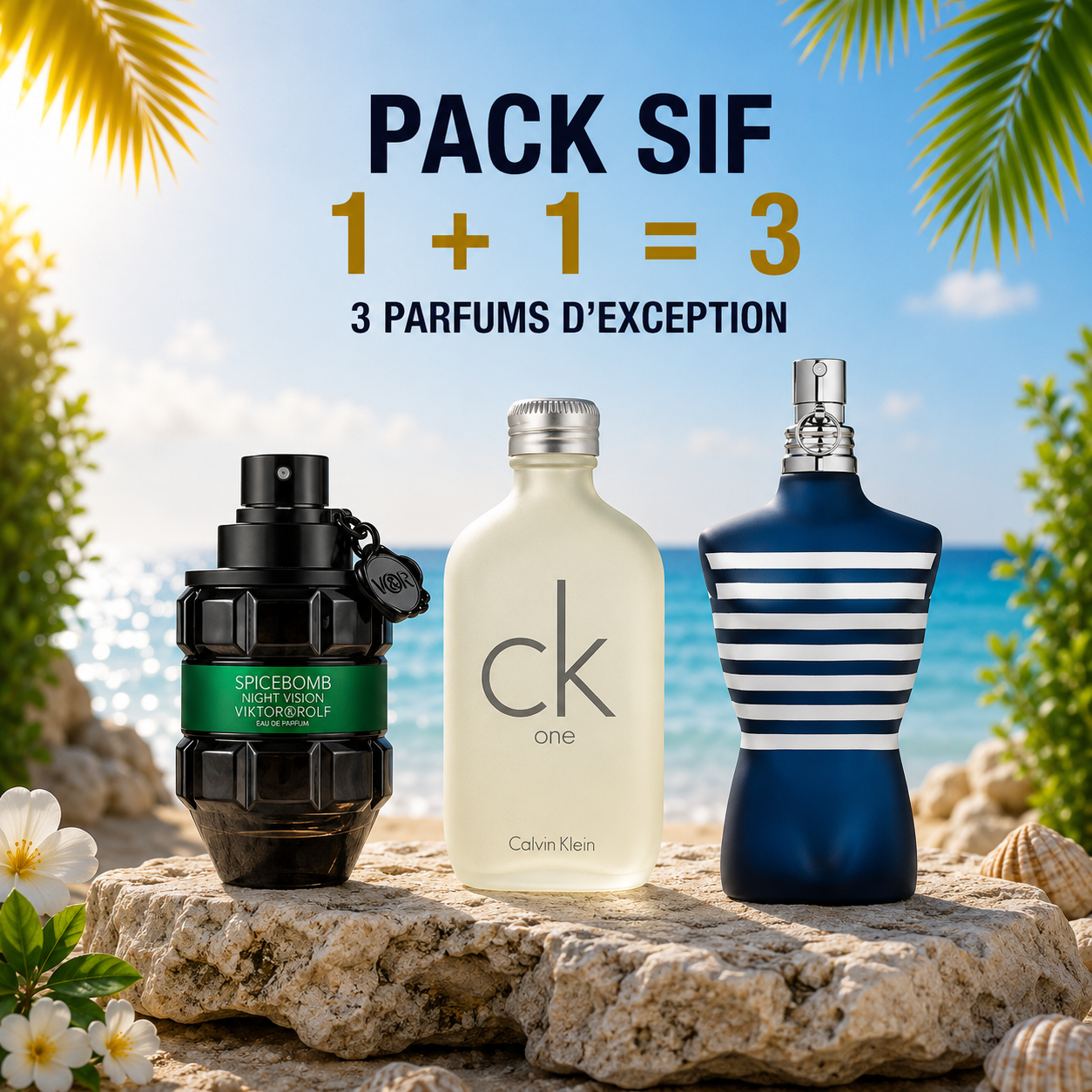 Spicebomb night vision 100ml + Ck one 100ml + le male in the navy 125ml Gratuite