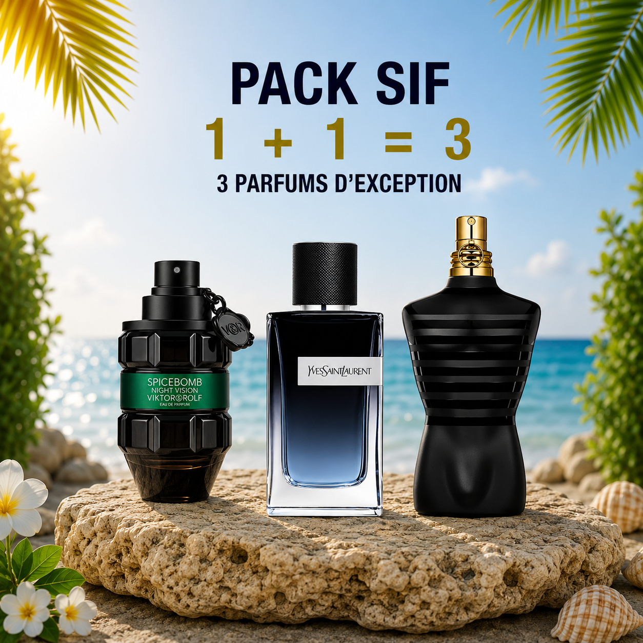 Spicebomb night vision 100ml + Y edp 100ml + le male le parfum 125 ml Gratuite