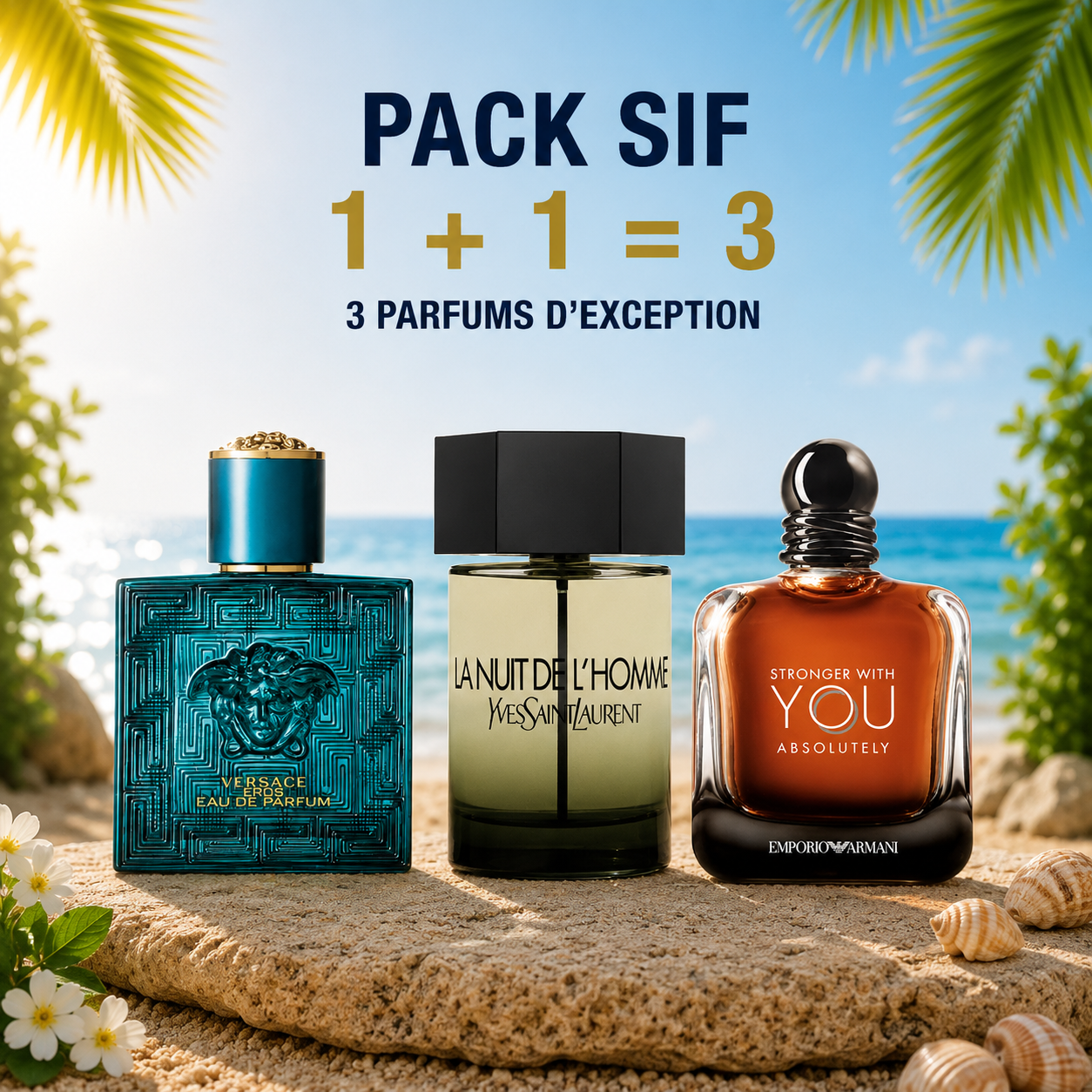 Versace Eros 100ml + La nuit de l’homme 100ml + Stronger with you absolutely 100ml Gratuite