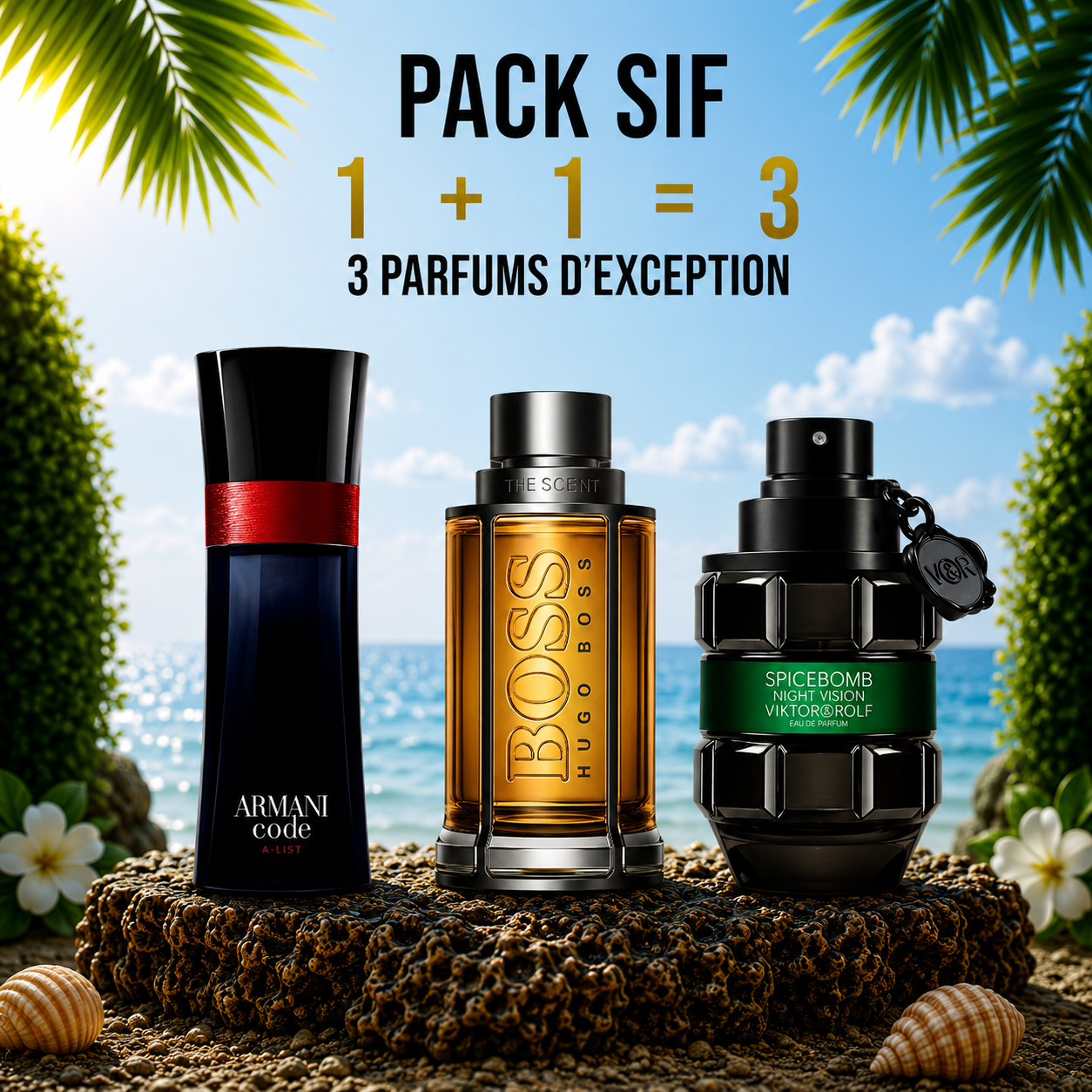 Armani code A-list 100ml + Boss the scent 100ml + spicebomb 100ml Gratuite