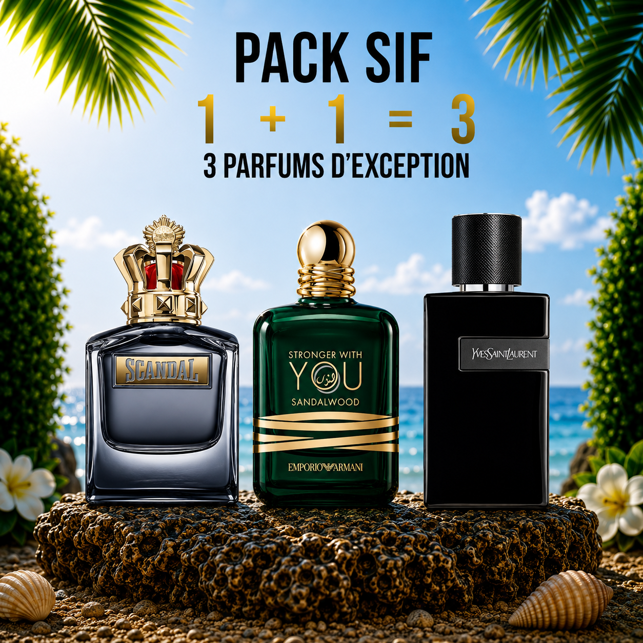 JPG Scandal 100ml + Swy sandalwood 100ml + Y le parfum 100ml Gratuite