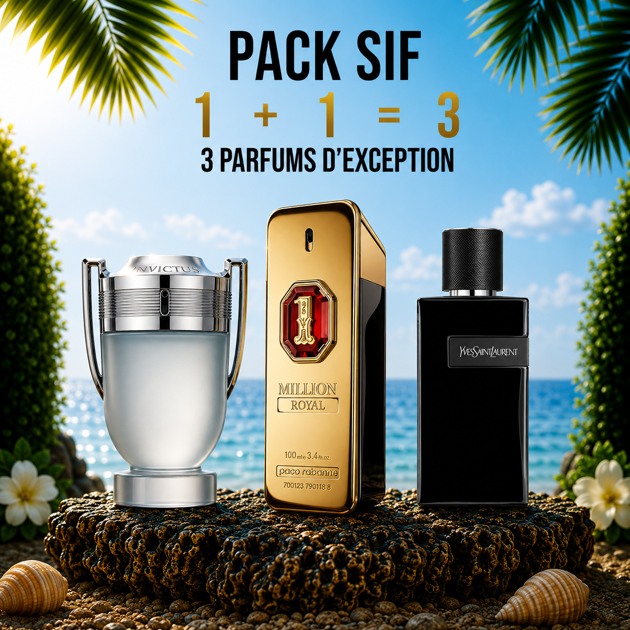 Invictus Aqua 100ml + 1 million royal 100ml + Y le parfum 100ml Gratuite