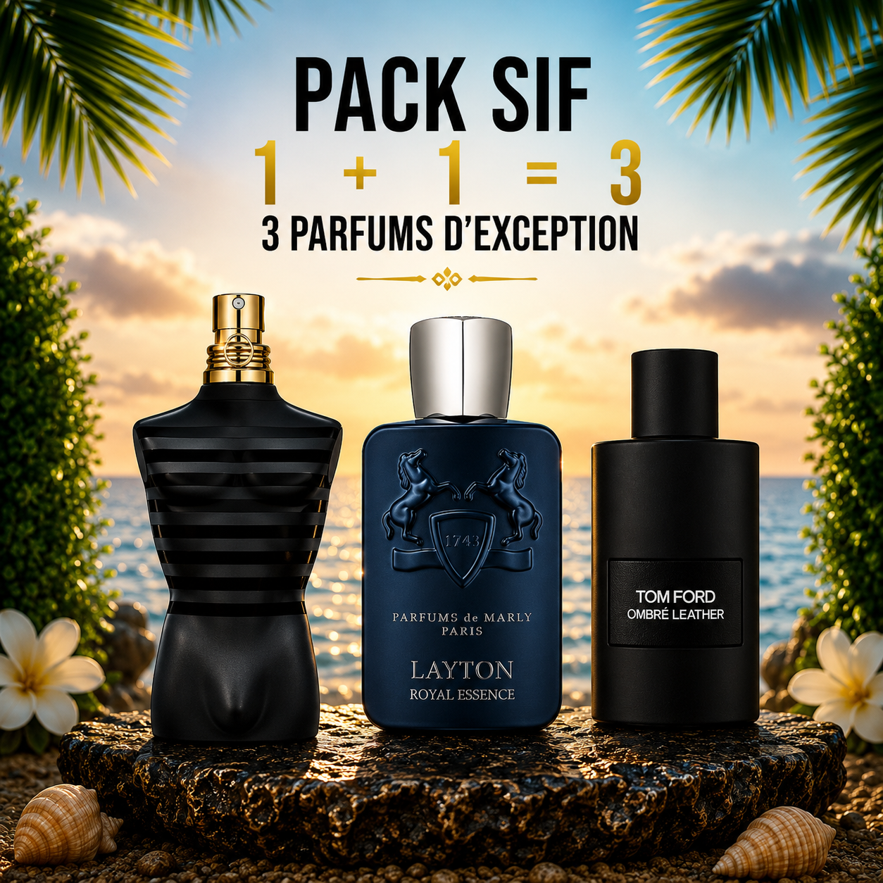 Le male le parfum 125ml + Pdm layton 125ml + Tom ford ombre leather 100ml