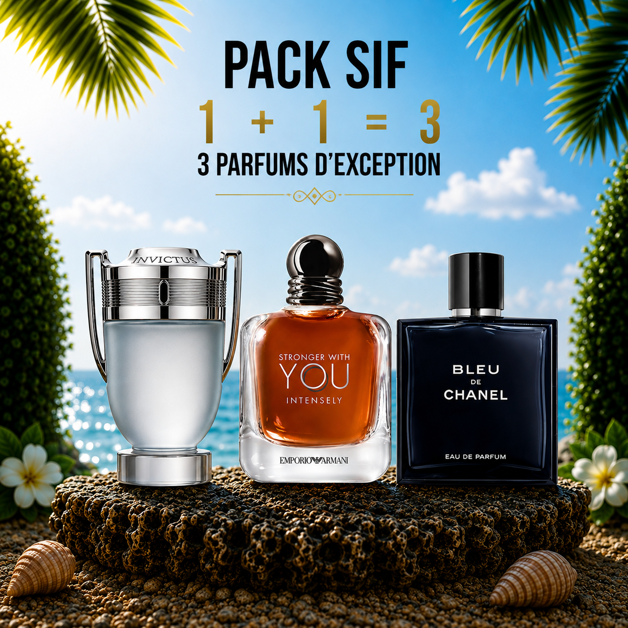 Invictus 100ml + Swy intensely 100ml + blue de chanel 100ml Gratuite