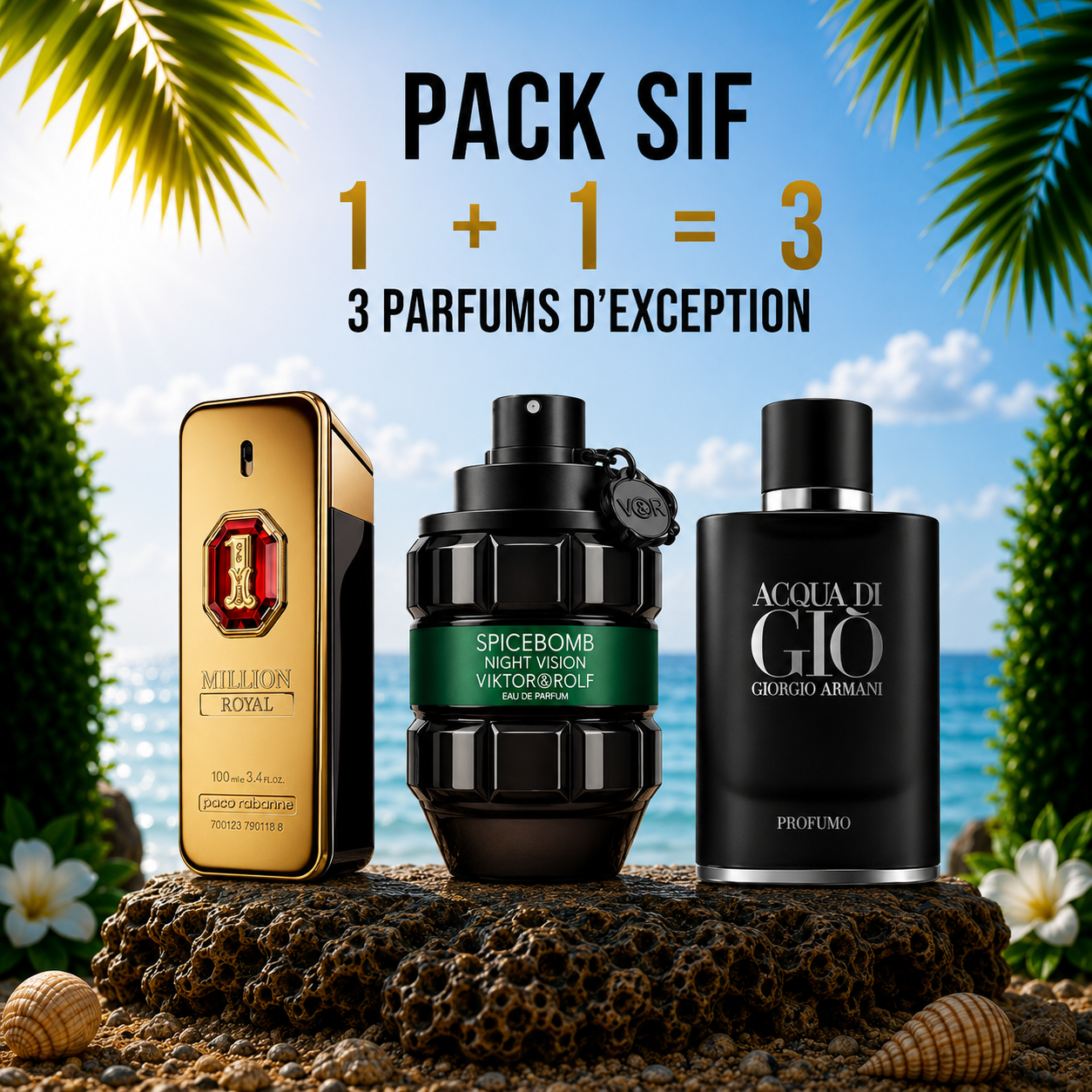 One million royal 100ml + Spicebomb night vision 100ml + Acqua di giò prufomo 100ml Gratuite