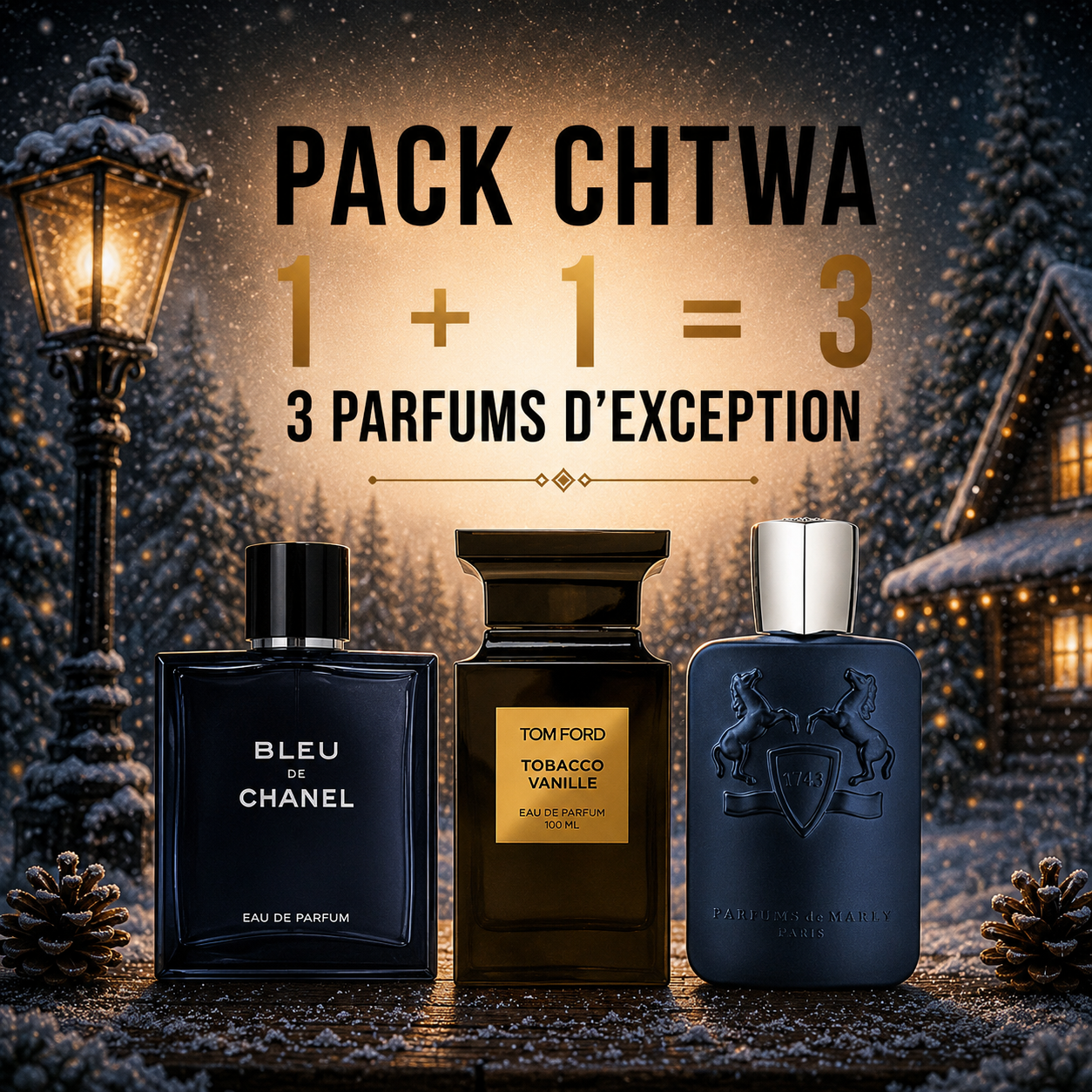 Blue de chanel 100ml + Tom ford tobacco vanille 100ml + Pdm layton 125ml Gratuite