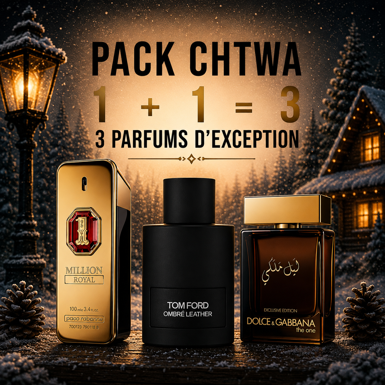 1 million royal 100ml + tom ford ombre leather 100ml + D&G the one ليل ملكي 100ml Gratuite