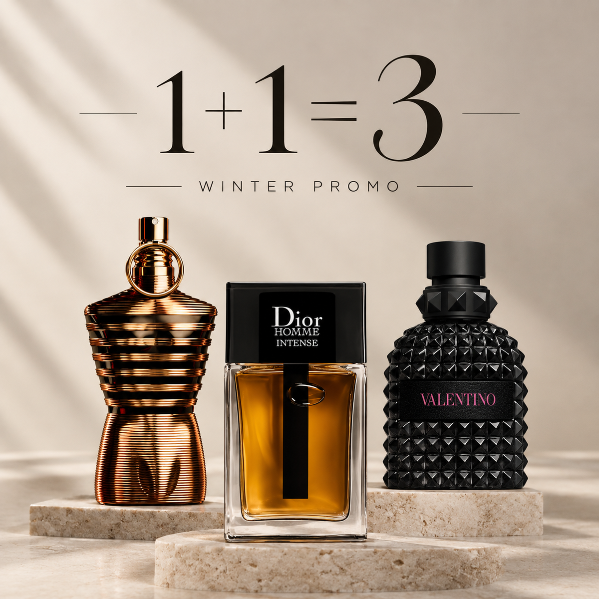 Le male elixir 125ml + dior homme intense 100ml + Valentino born in roma extradose 100ml Gratuite