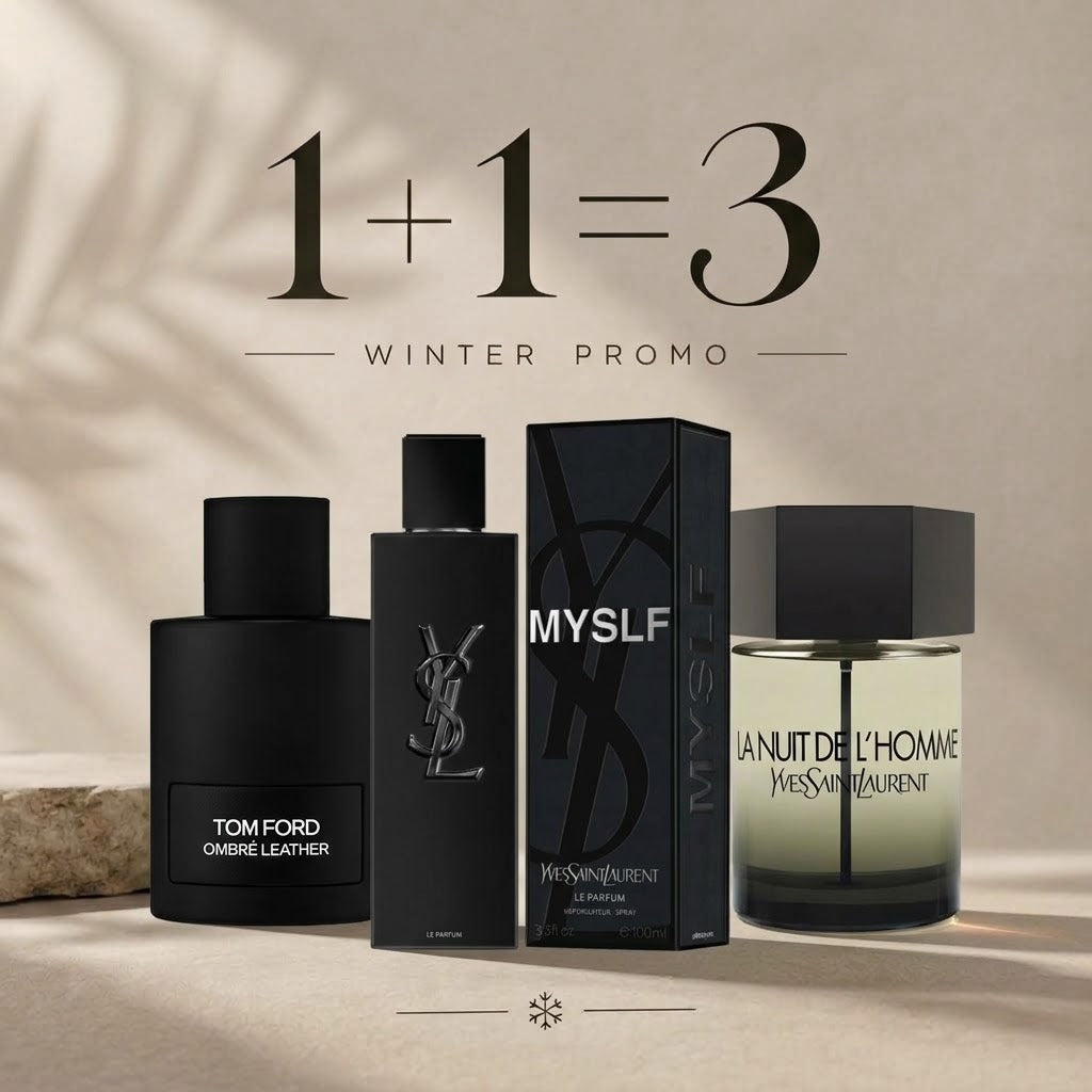 Tom ford ombre leather 100ml + Ysl myslf le parfum 100ml + la nuit de l’homme 100ml Gratuite