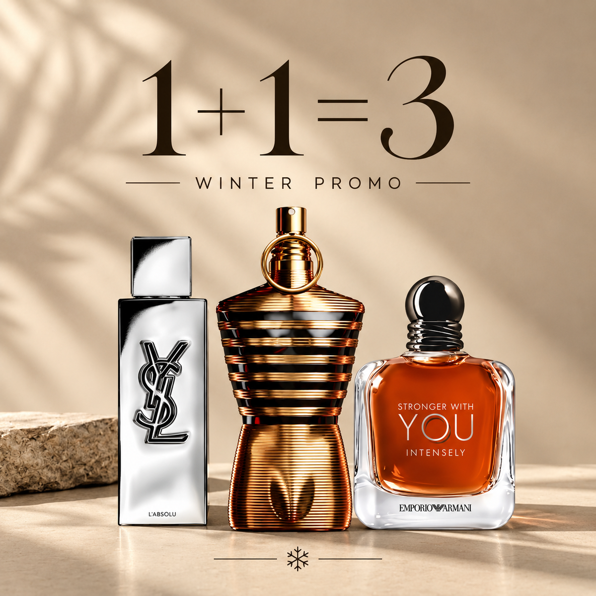Ysl my slf absolu 100ml + Le male elixir 125ml + Swy intensely 100ml Gratuite