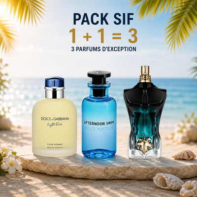 Light blue edt 200ml + Lv afternoon swim 100 ml + Le beau 125 ml Gratuite