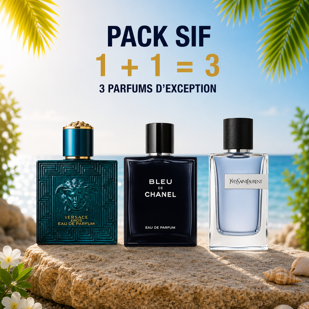 Versace Eros 100ml + Blue de chanel 100ml + Y edt 100ml Gratuite