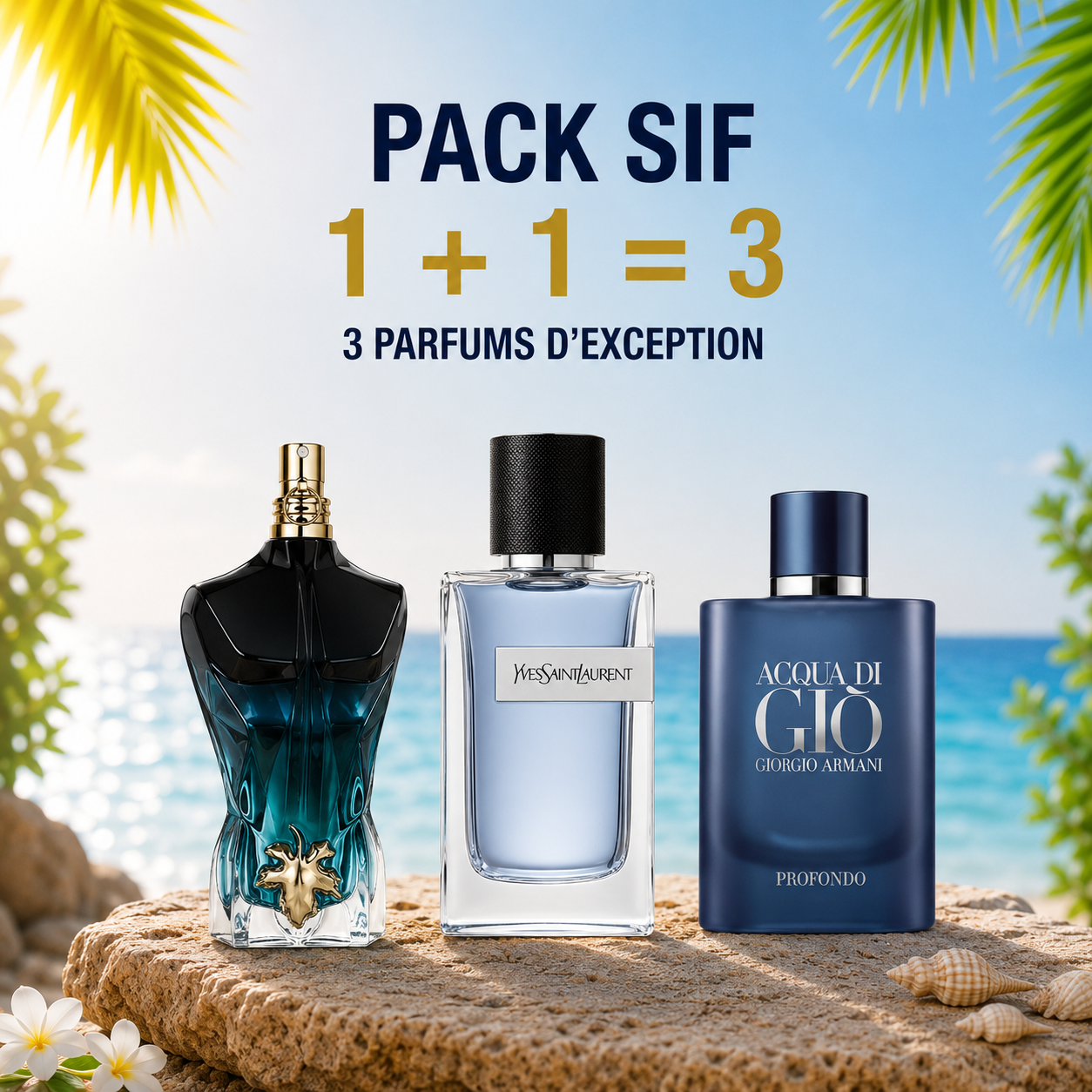 Le beau le parfum 125ml + Y edt 100ml + Acqua di giò profondo 100ml Gratuite
