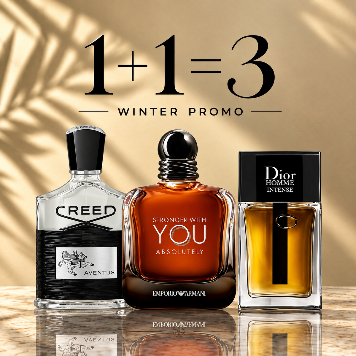 Creed aventus 120ml + Swy absolutely 100ml + Dior homme intense 100ml Gratuite