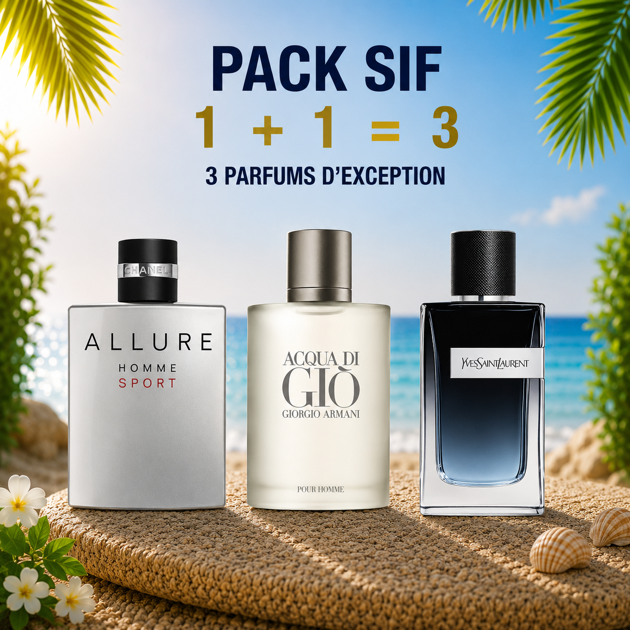 Chanel Allure 100ml + Acqua di giò 100ml + Y edp 100ml Gratuite