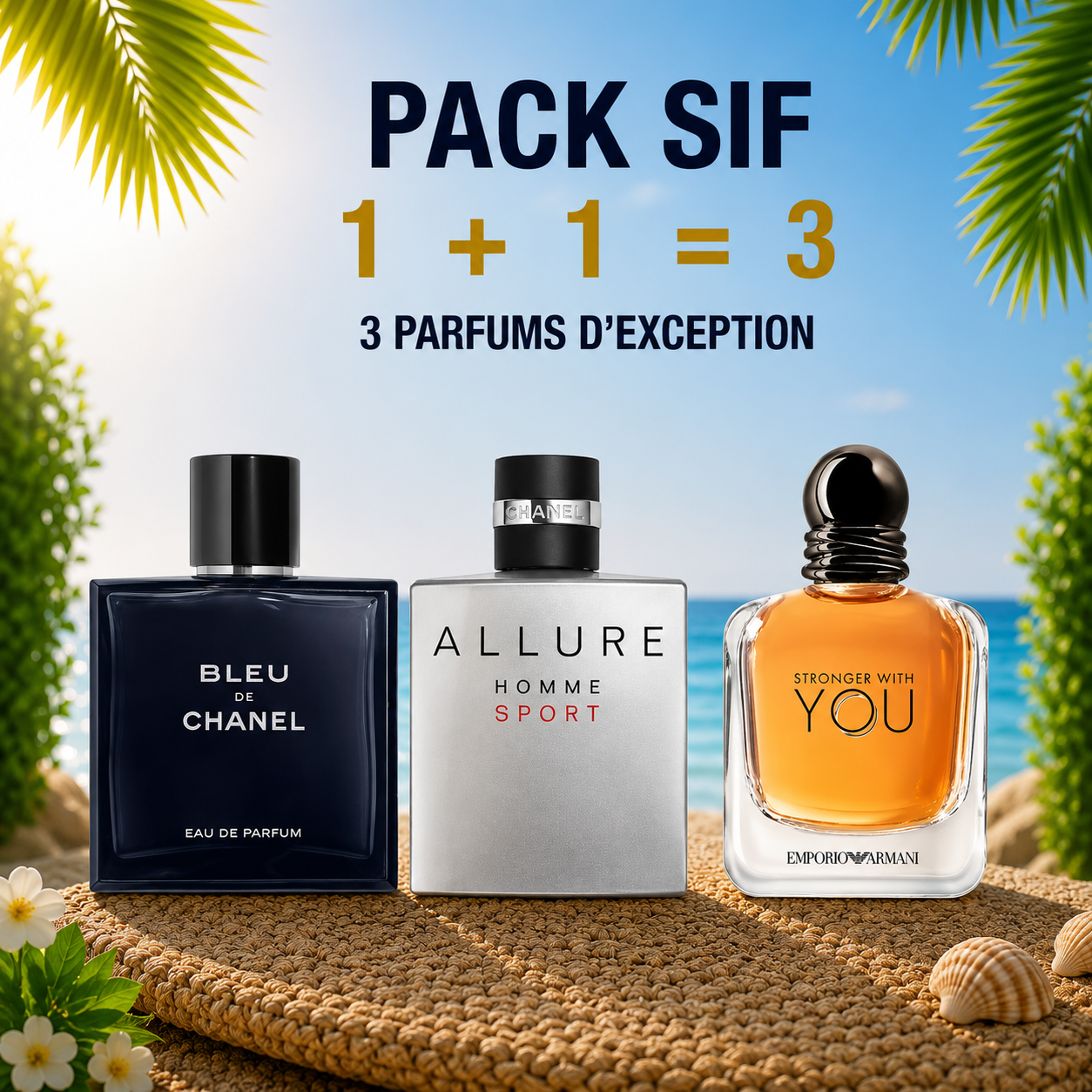 Blue de chanel edp 100ml + Chanel allure 100ml + Stronger with you 100ml Gratuite