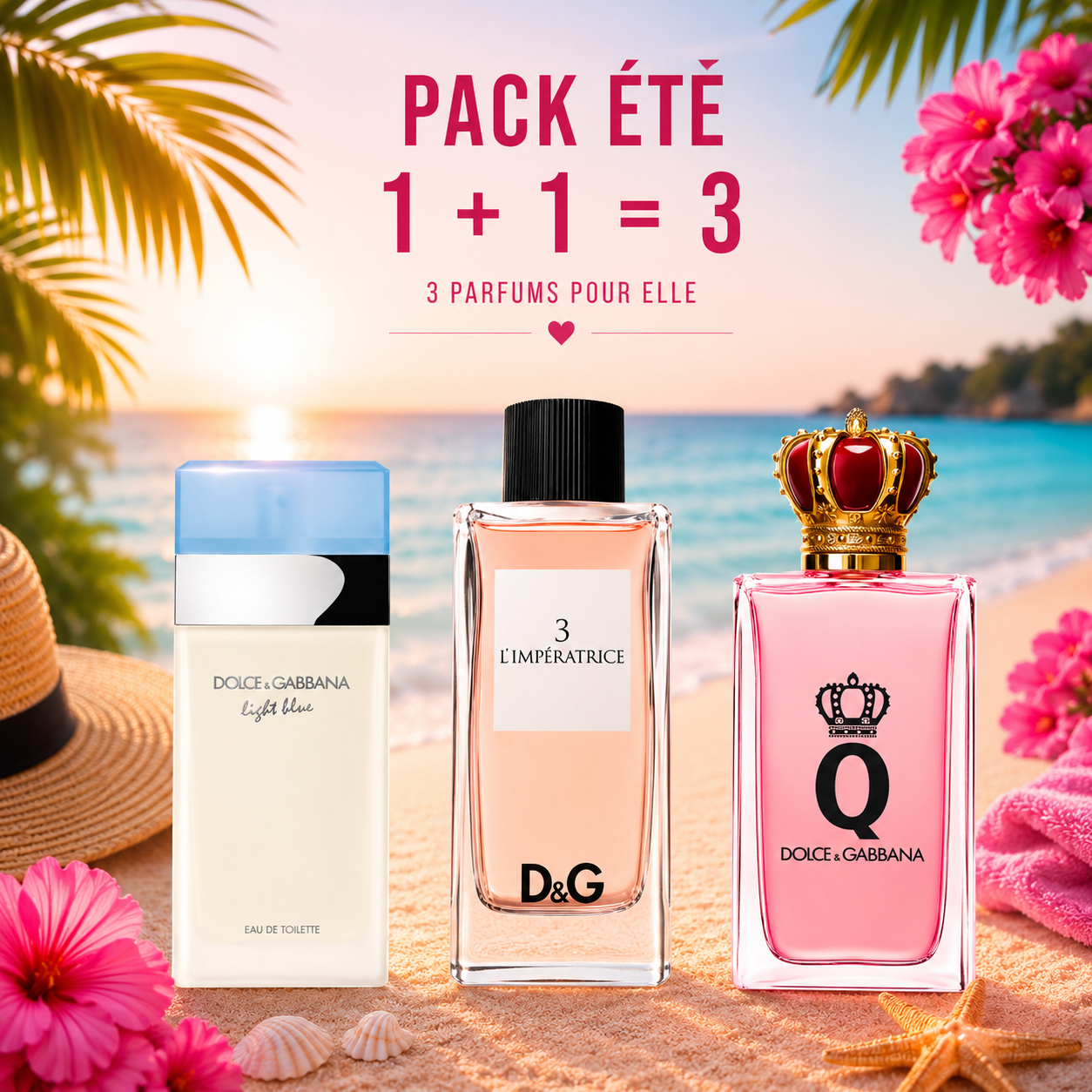 D&G light blue 100ml + L’imperatrice 100ml + Queen 100ml Gratuite
